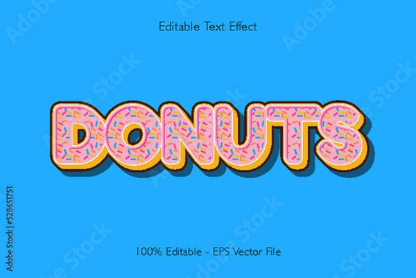 Fototapeta Donuts Editable Text Effect 3 D Emboss Flat Style Design