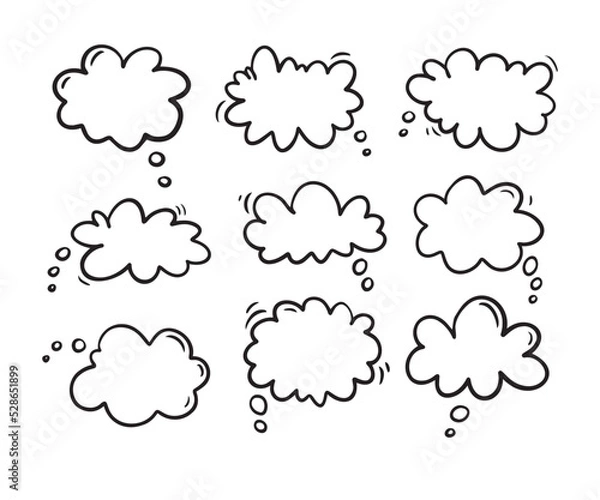 Obraz Thought bubble icon design. Smooth cloud Doodle Thought bubble icon trendy hand drawn outline style.