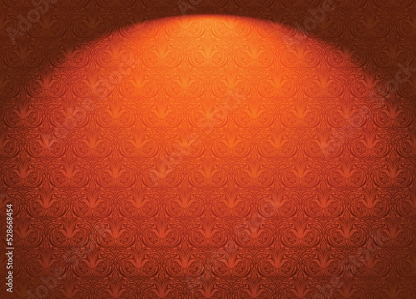 Obraz Royal, vintage, Gothic horizontal background in orange with a classic antique ornament, Rococo. Vector illustration
