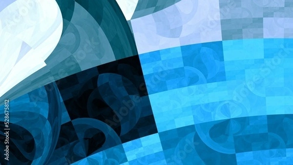 Obraz Blue stained glass fractal, computer generated abstract background,