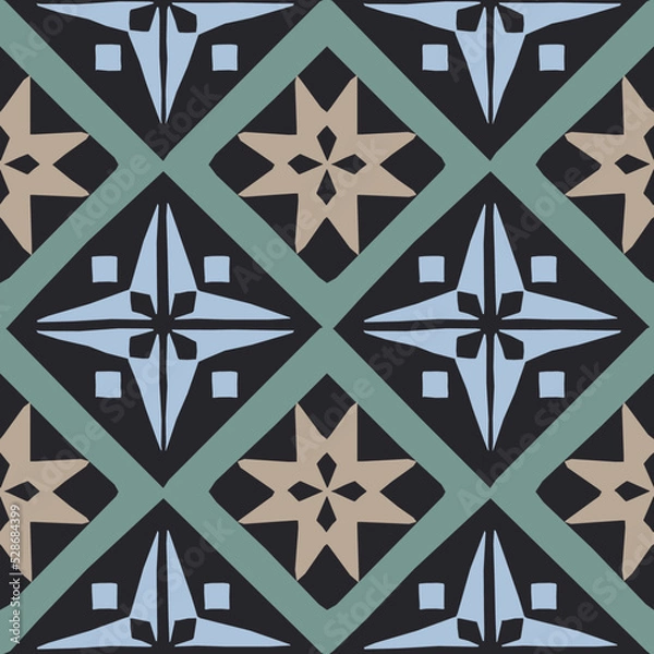 Obraz Vector geometric seamless pattern inpired by patchwork fabric. Cozy and trendy winter pattern fashion, grafic design and home decor.