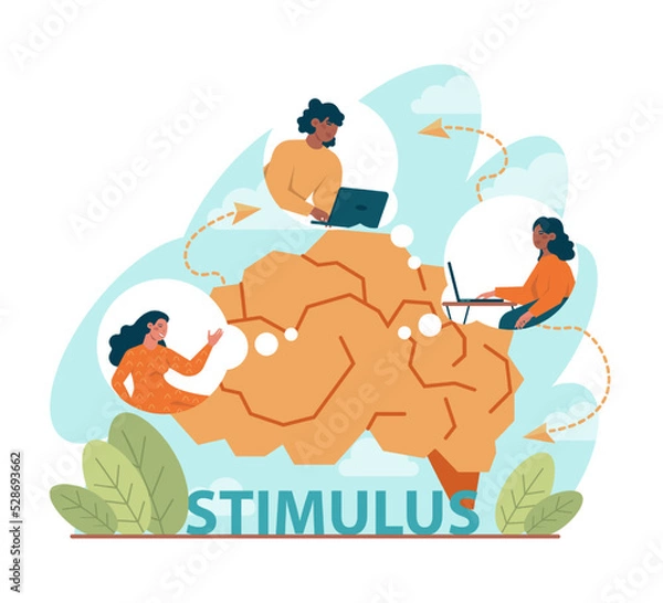 Fototapeta Stimulus concept. Character motivation boost, moving forward