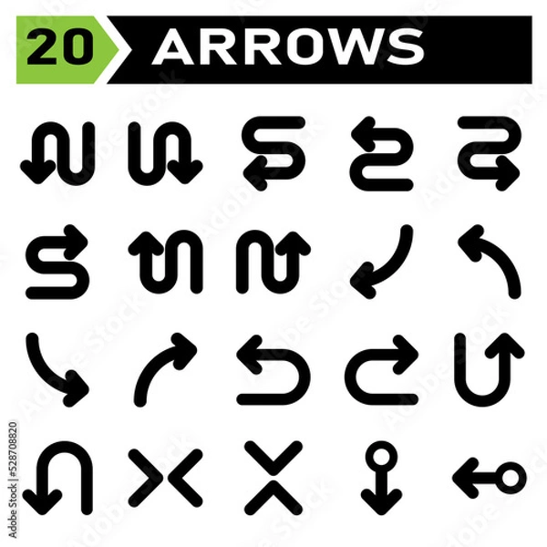 Obraz Arrows icon set include arrow, arrows, right, direction, arrow right, up, arrow up, down, arrow down, left, arrow left, transfer, exchange, sync, refresh, synchronize, rotate