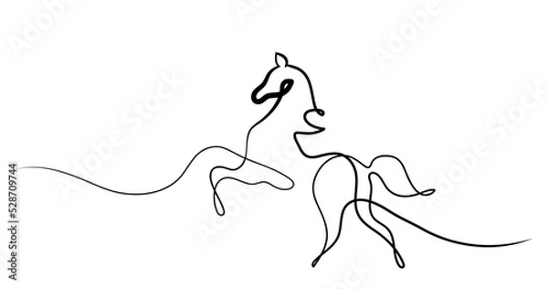Obraz Continuous one line drawing. Horse logo. Black and white vector illustration. Concept for logo, card, banner, poster, flyer