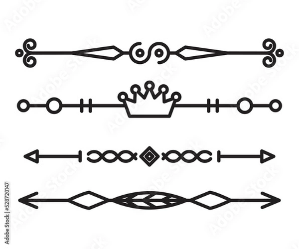 Fototapeta text dividers and separators set line illustration
