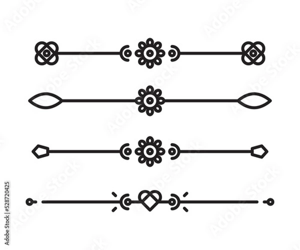 Fototapeta text dividers and separators set line illustration