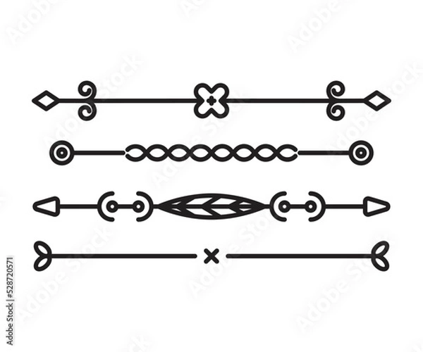 Fototapeta text dividers and separators set line illustration