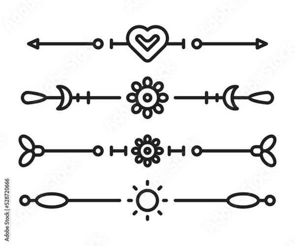 Fototapeta text dividers and separators set line illustration