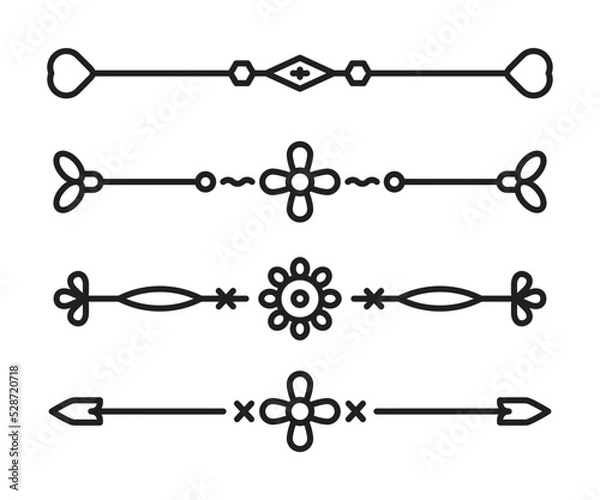 Fototapeta text dividers and separators set line illustration