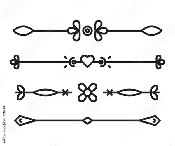 Fototapeta text dividers and separators set line illustration
