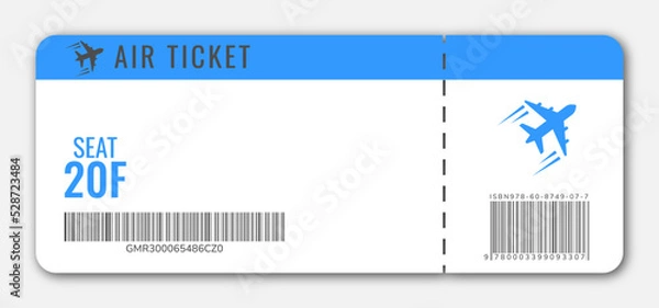 Obraz boarding pass. blank ticket template with plane. Concert ticket, lottery coupons. Vector coupon