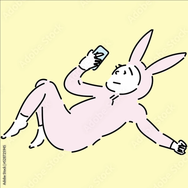 Obraz スマホを見ながらだらだらしている人