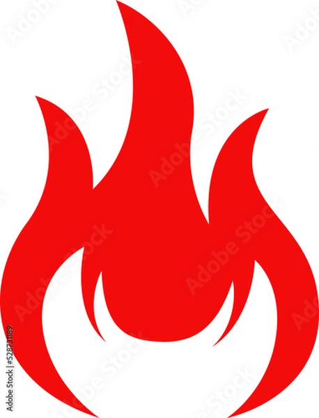Fototapeta Red fire isolated vector icon, cartoon campfire