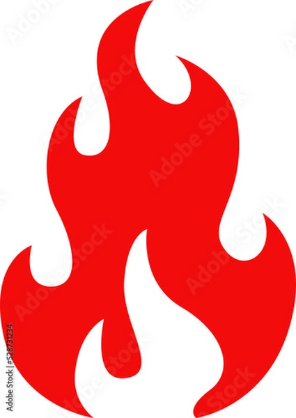 Fototapeta Fire with long waving red tongues vector icon