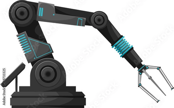 Fototapeta Robotic arm with claw, automated computer device