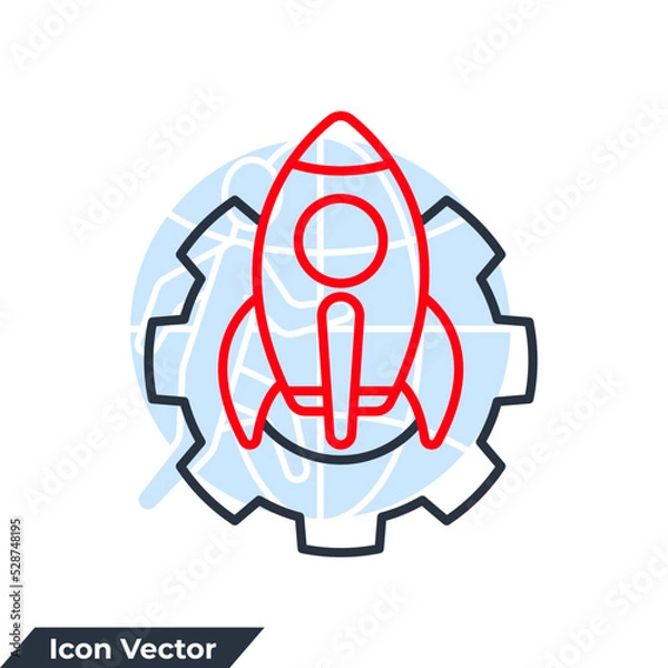 Obraz Gear rocket icon logo vector illustration. development symbol template for graphic and web design collection