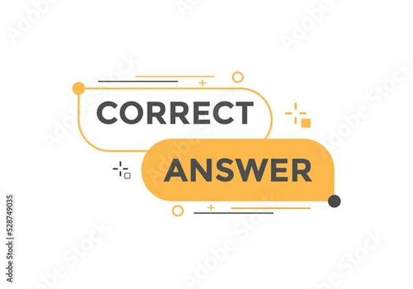 Fototapeta Correct answer text button.  Correct answer speech bubble. Correct answer banner label template. Vector Illustration
