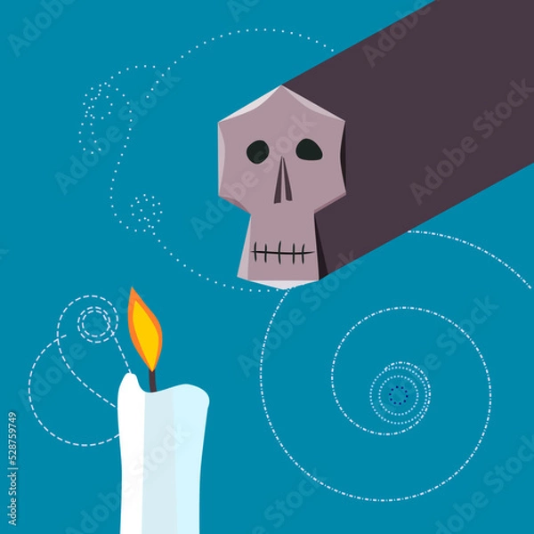 Fototapeta Skull and Candle