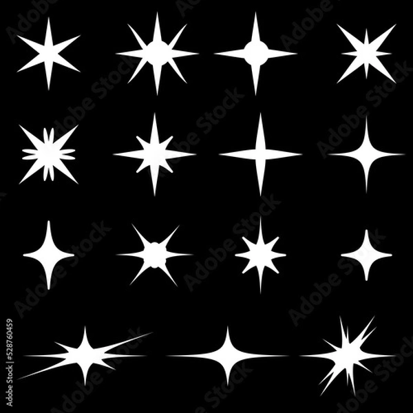 Fototapeta A set of vector star icons and flat-style glare for web design and internet.