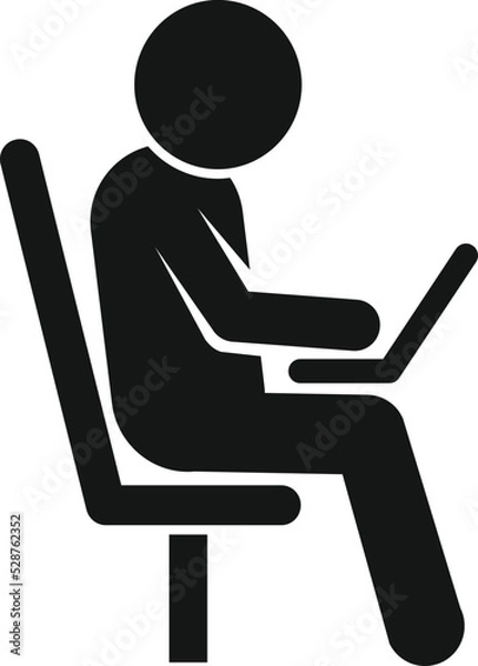 Fototapeta Laptop waiting area icon simple vector. Service interior. Wait room