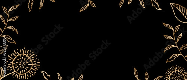 Fototapeta Trendy vector abstract banner template, poster with floral elements and plants. Vector background for banner or poster design, floral background spring and summer