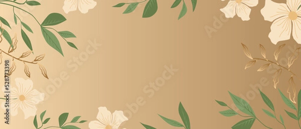 Obraz Trendy vector abstract banner template, poster with floral elements and plants. Vector background for banner or poster design, floral background spring and summer
