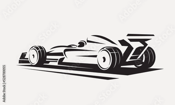 Obraz formula one bolide stylized vector symbol, outlined sketch