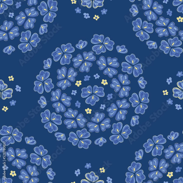 Obraz Vector seamless pattern with decorative flower circles. Ornate print.