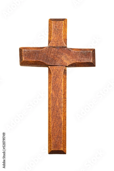 Obraz Wooden Christian cross isolated on white
