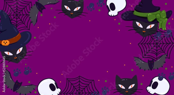 Obraz Banner with Hallowen cats