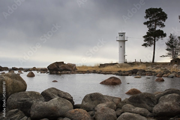 Obraz LIghthouse at cloudy weather