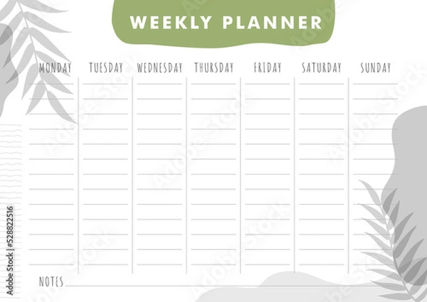 Obraz Weekly Printable planner Schedule for everyday A4