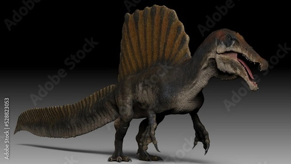 Fototapeta Spinosaurus of background, 3d sculpting model. 3d rendering