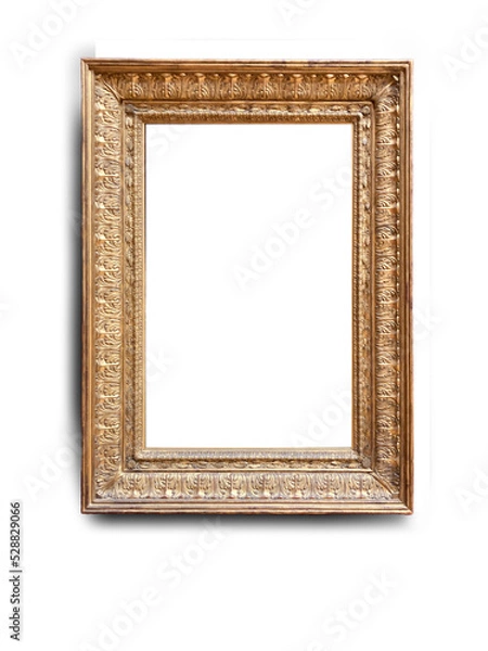 Fototapeta Ornamental golden frame on white background portrait format 
