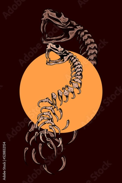Obraz Snake skull vector illustration
