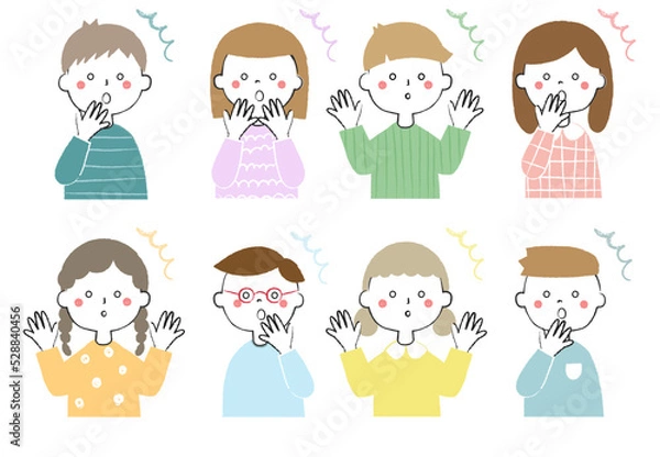 Fototapeta びっくりする子どもたちのアイコン　男の子　女の子