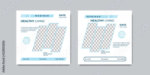 Fototapeta Simple social media post templates. Suitable for health webinars, health poster, business webinar, online classes and other online seminars.	