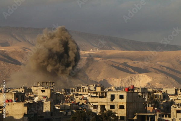 Fototapeta Smoke cloud from air raids
