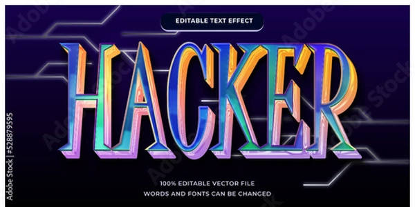 Obraz hacker text effect tech modern style with blue gradient color editable font