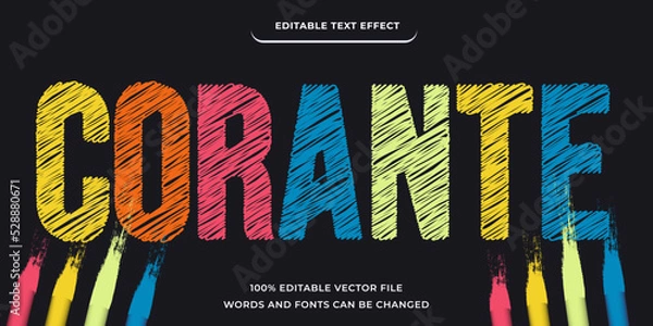 Fototapeta Corante text effect chalk modern style with full color editable font