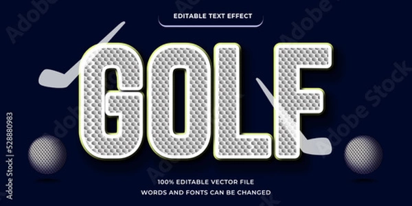 Fototapeta Golf text effect Sport modern style with white editable font