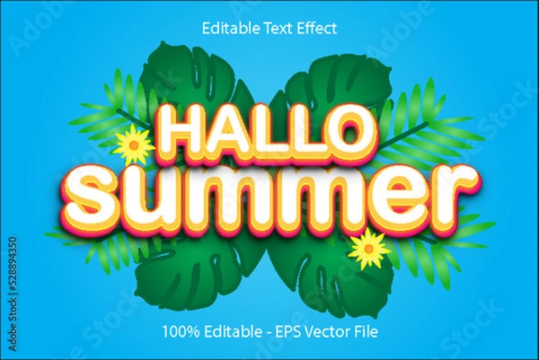 Obraz HALLO SUMMER Editable 3 d text effect emboss style design
