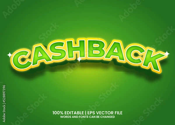 Fototapeta Cashback text effect template design with 3d style, for promotion and business, banner, poster