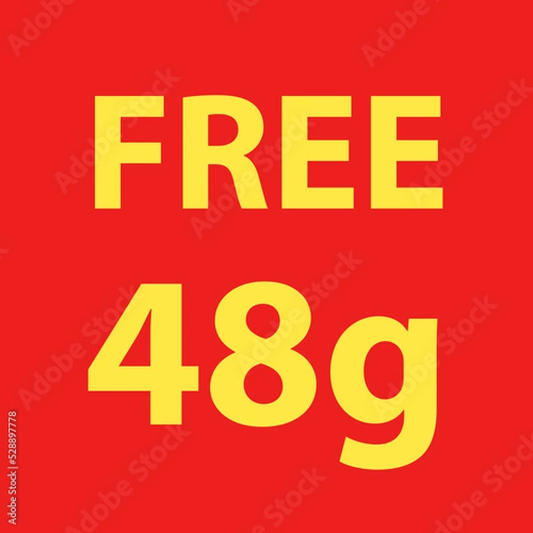 Obraz Buy and get Free 50 or 100 grams. Promo Tag. Offer Pricing.