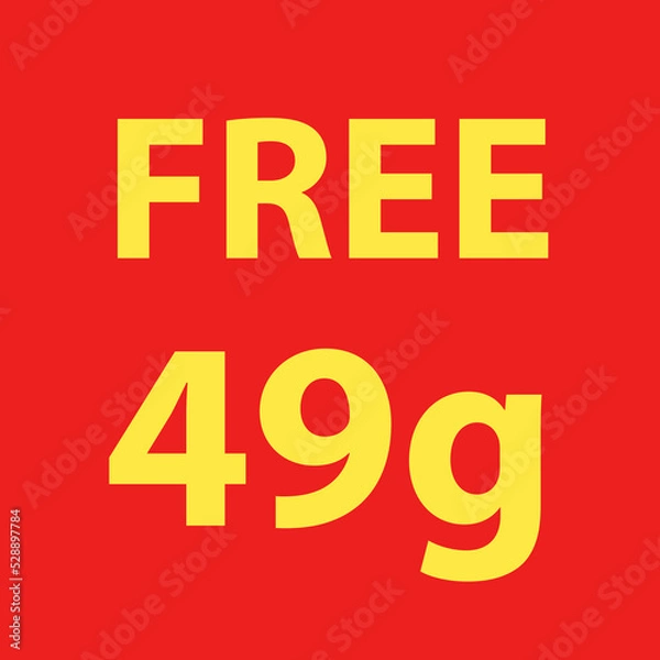 Obraz Buy and get Free 50 or 100 grams. Promo Tag. Offer Pricing.