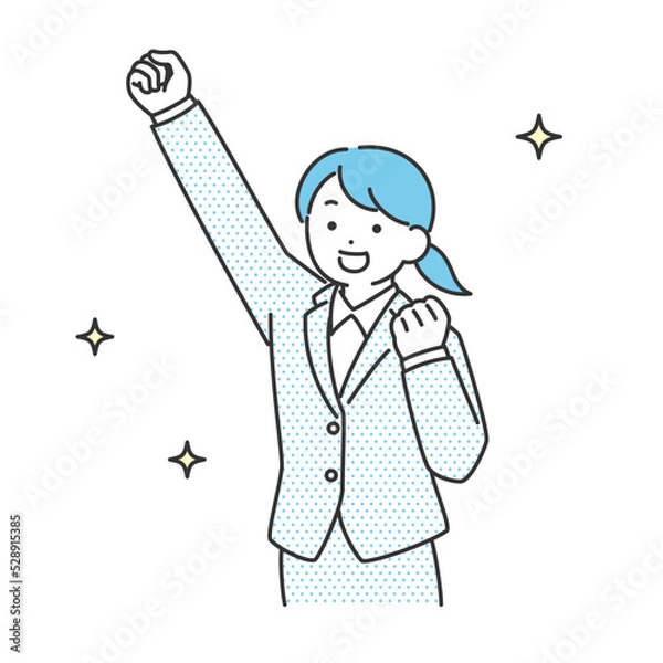 Obraz ガッツポーズをしている就活生・ビジネス・女性のイラスト