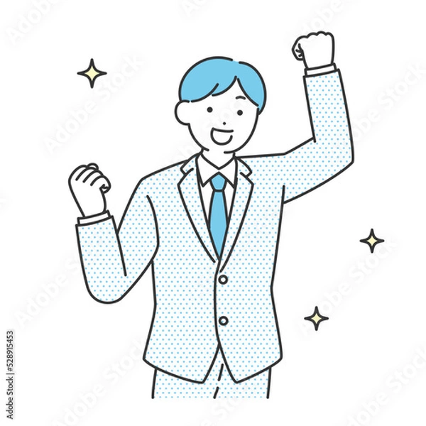 Obraz ガッツポーズをしている就活生・ビジネス・男性のイラスト