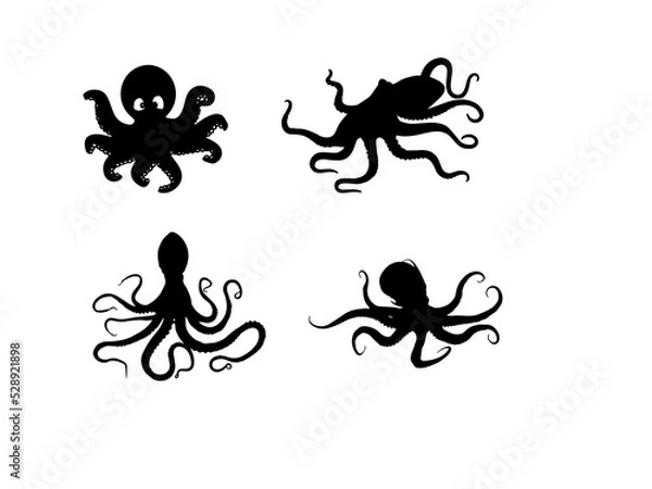 Obraz Silhouette, Octopus Vector Graphic, Octopus Tentacles - Octopus Vector for Free EPS
