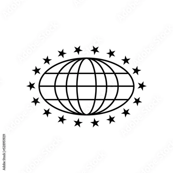 Obraz oval globe with star icon logo design vector illustration.