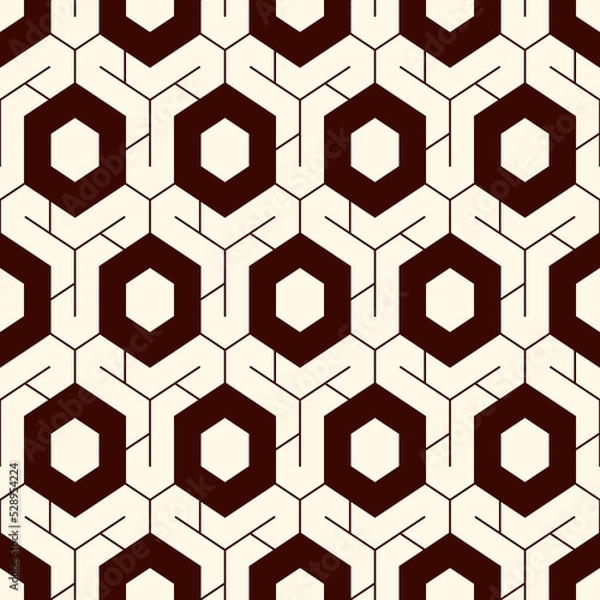 Fototapeta Honeycomb seamless pattern. Hexagon mosaic tiles ornament. Ethnic surface print. Repeated geometric figures background. Ornamental wallpaper. Modern geo design digital paper. Vector abstract work.